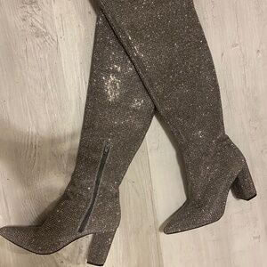 Giani Bernini Size 9.5 Thigh High Rhinestone Heel Boots